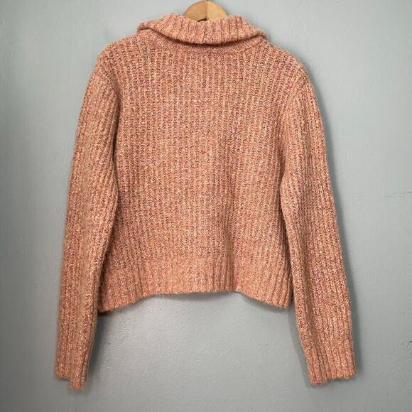 Sincerely Jules Size Medium Pink Wool Blend Cropped Chunky 1/4 Zip Sweater Boho - Picture 5 of 6
